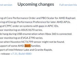 AMD下一代Zen 5 CPU在HWiNFO软件中获得早期支持